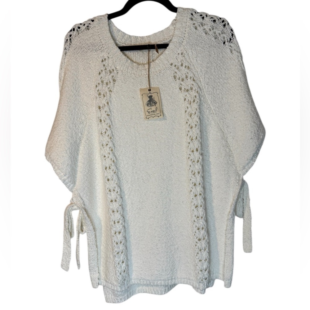 Easel Sweater with Crochet and Side Ties